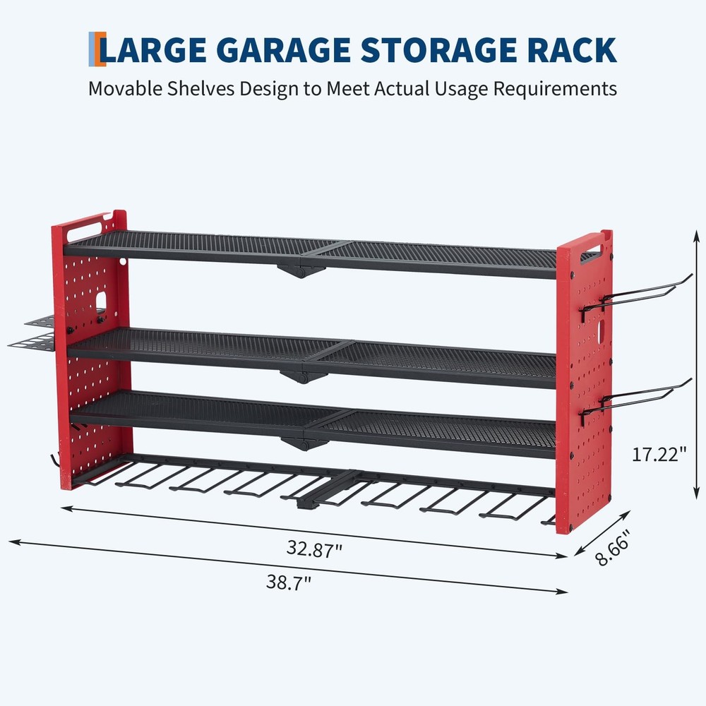 Heavy Duty 4 Layers Power Tool Organizer Wall Mount, Drill Garage Storage Rack