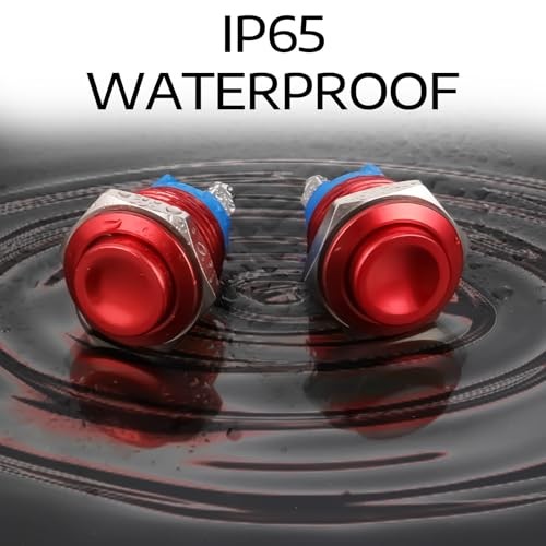 2PCS Momentary Push Button Switch 12V, Momentary Switch 16MM High Round