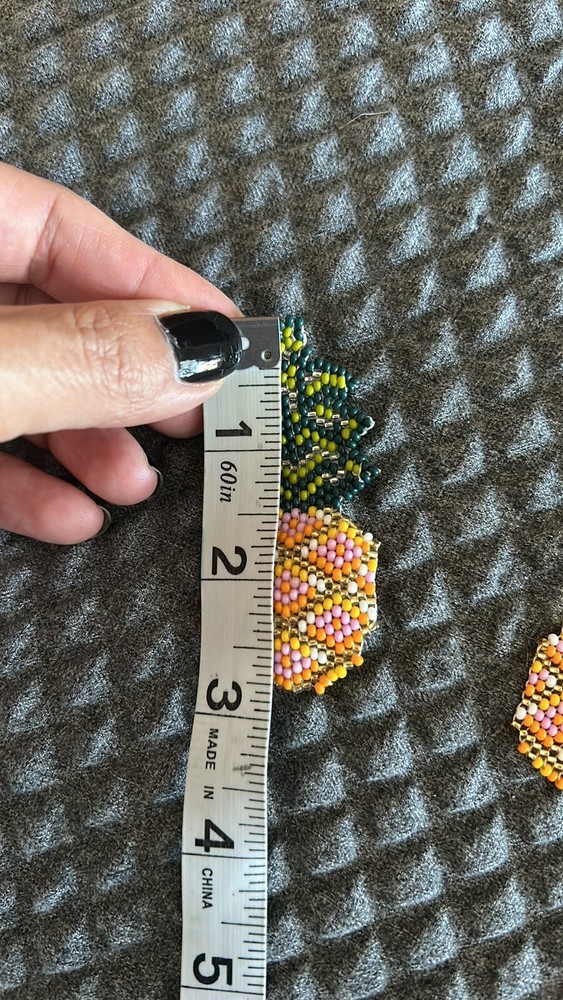 NEW Handmade folk boho statement pineapple Beaded Colombian earrings
