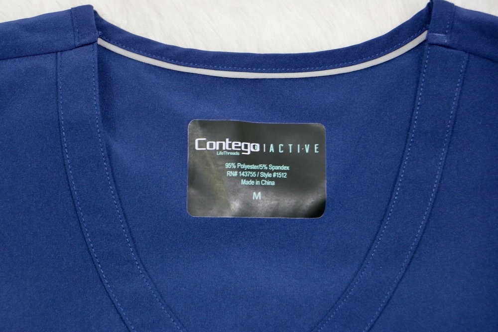 Contego Active Stretch Navy Scrub Top- Size M - NWT