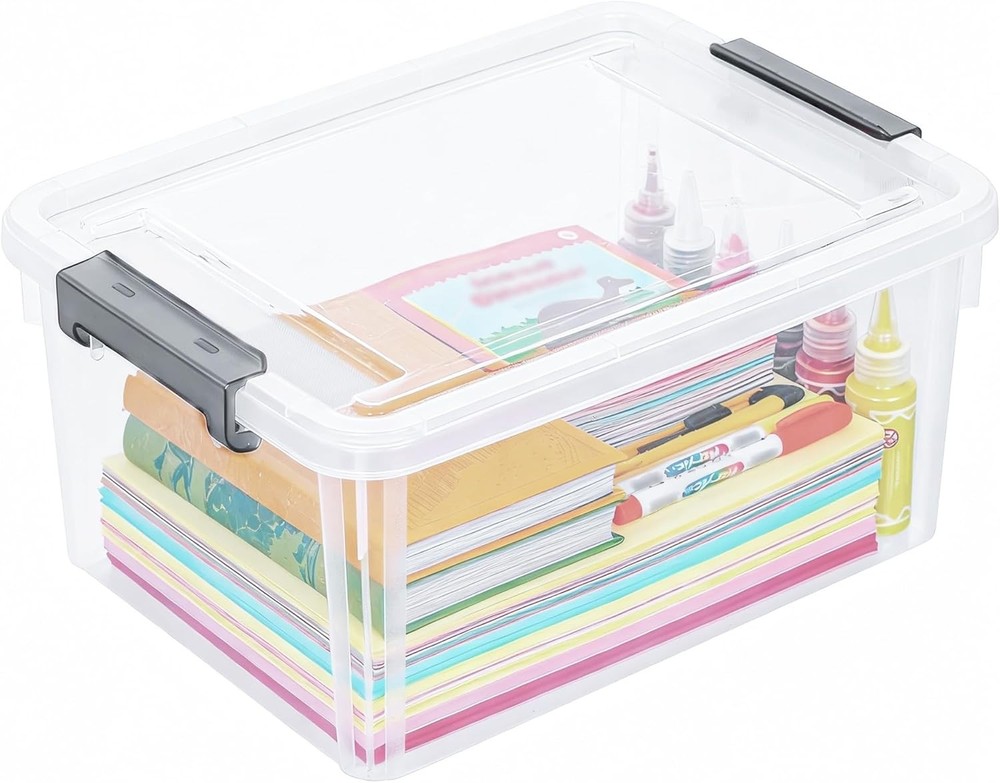 NEW.17-Quart Plastic Storage Bin Clear Storage Box with Lid Stackable