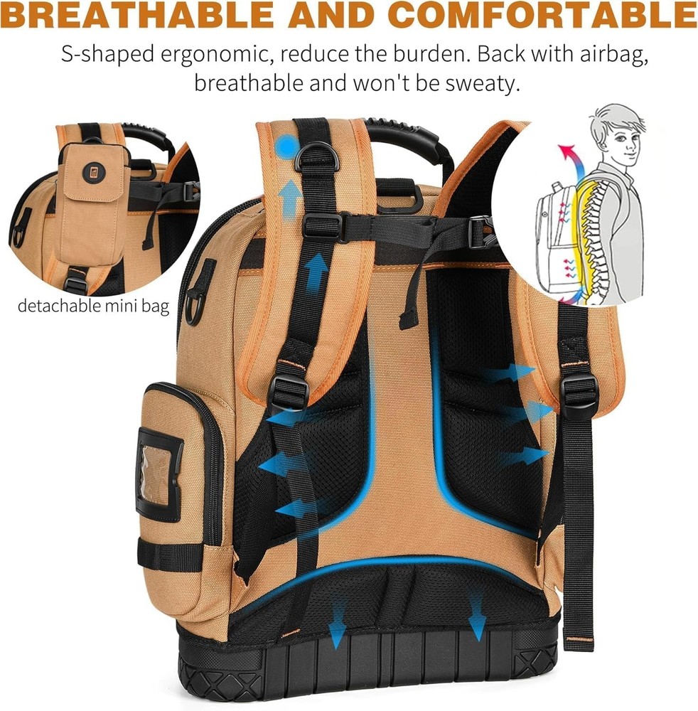 Professional Tool Backpack with 75 Compartments & Comfortable Carrying Design