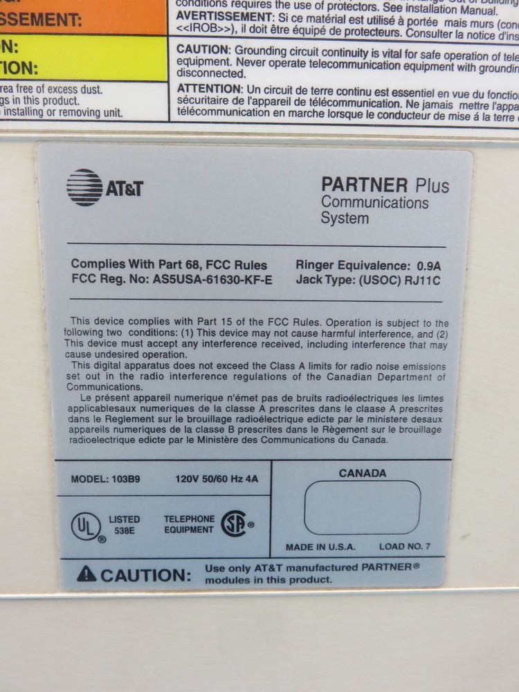 AT&T Lucent Avaya Partner Plus Communication System KSU Key Service Unit