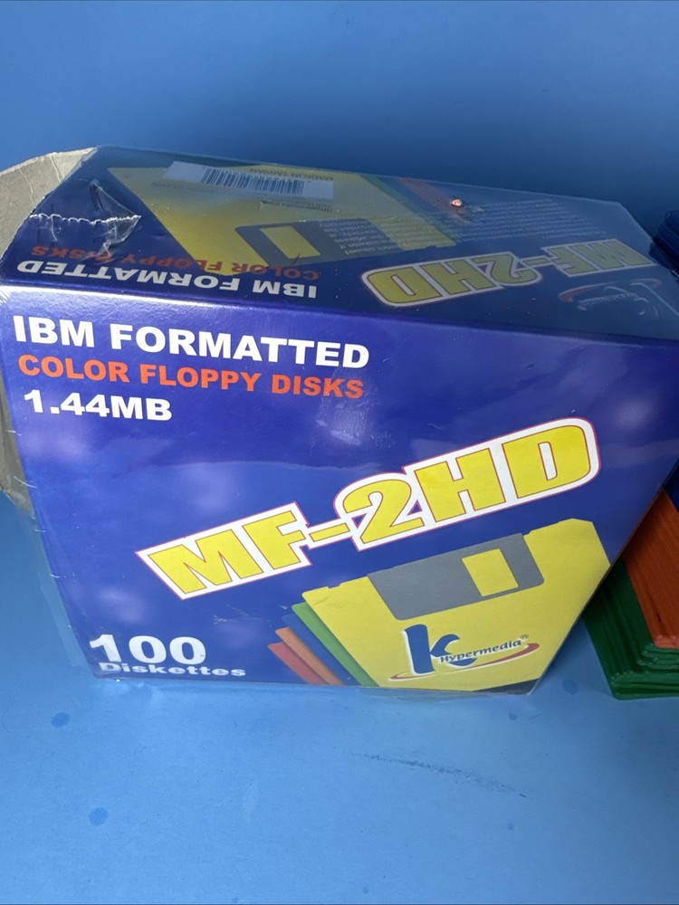 92 Hypermedia 3.5" Colored Floppy Diskettes MF-2HD High Density - Partial Box