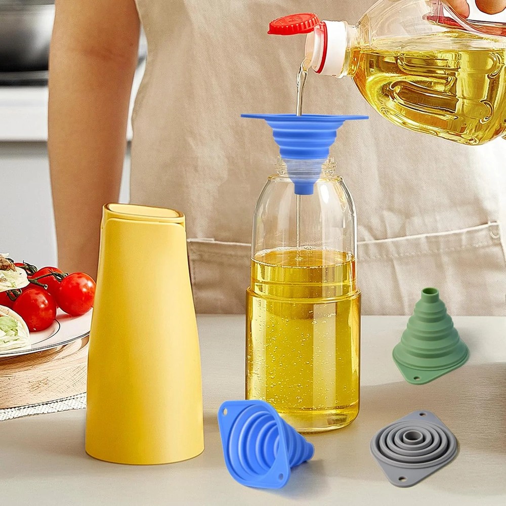 Kitchen Funnel Set 3 Pack,Funnels for Kitchen Use Filling Bottles,Silicone