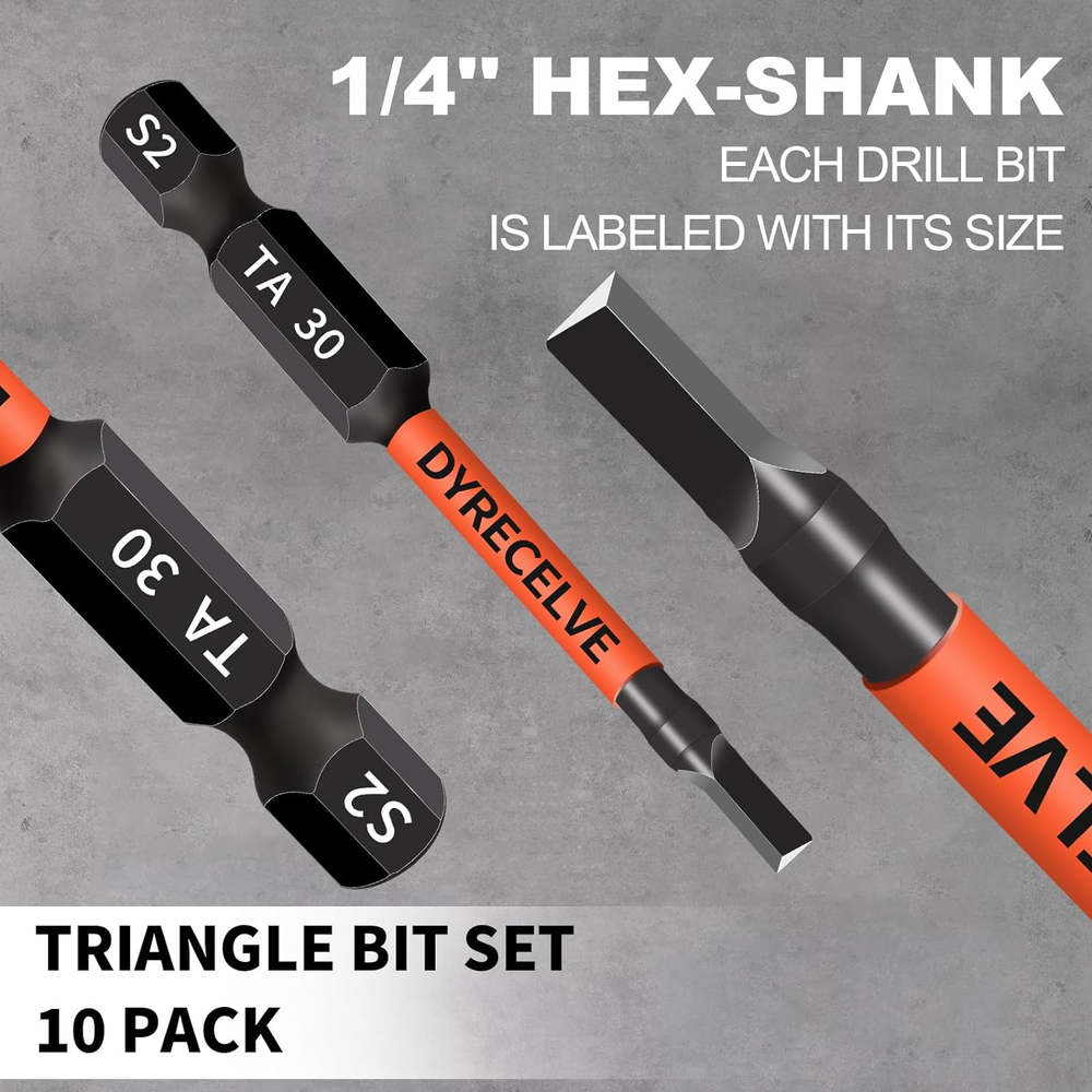 10-Pack Triangle Screwdriver Set Premium Steel Triangle Bit Long Magnetic Head