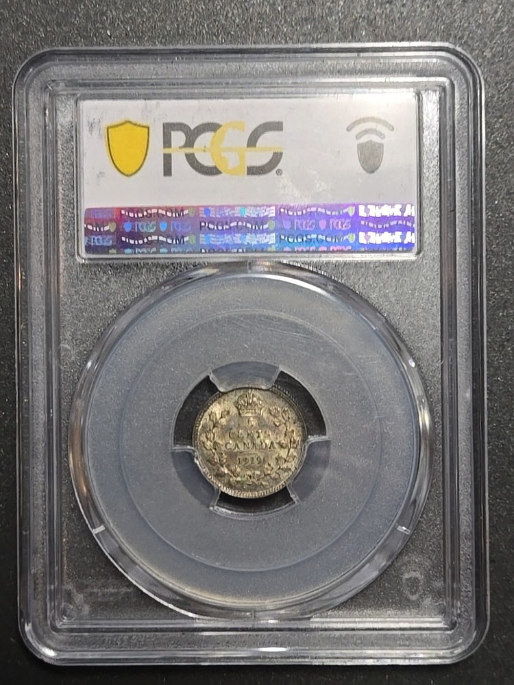 1919 Canada 5 Cent PCGS MINT STATE 62 - Beautiful Silver Coin