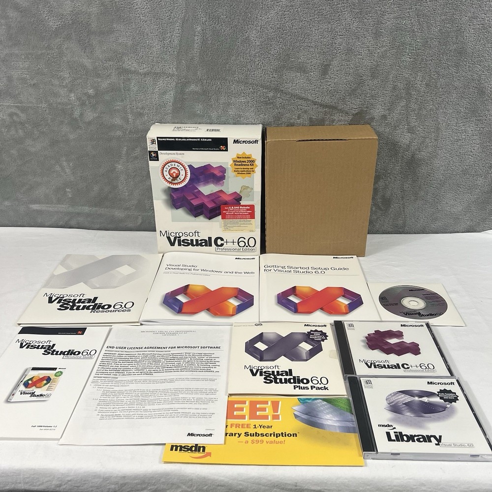 Microsoft Visual C++ 6.0 Professional Edition 048-00318 CLEAN DISC