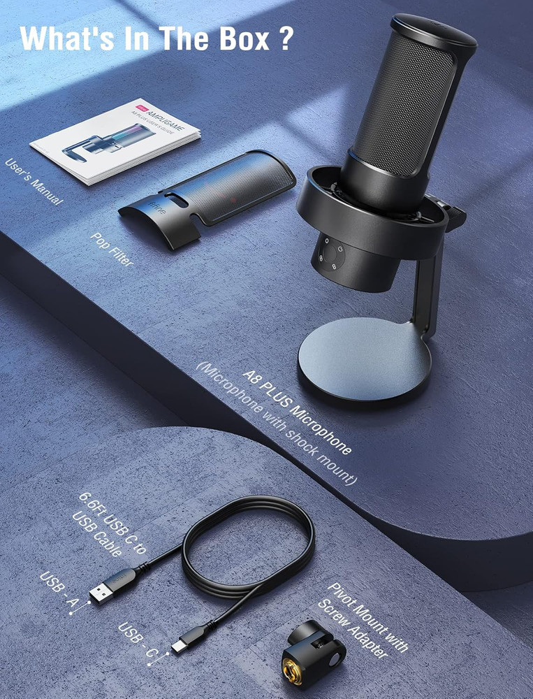 FIFINE Gaming USB Microphone, PC Computer Mic with 4 Polar Patterns for Podcast