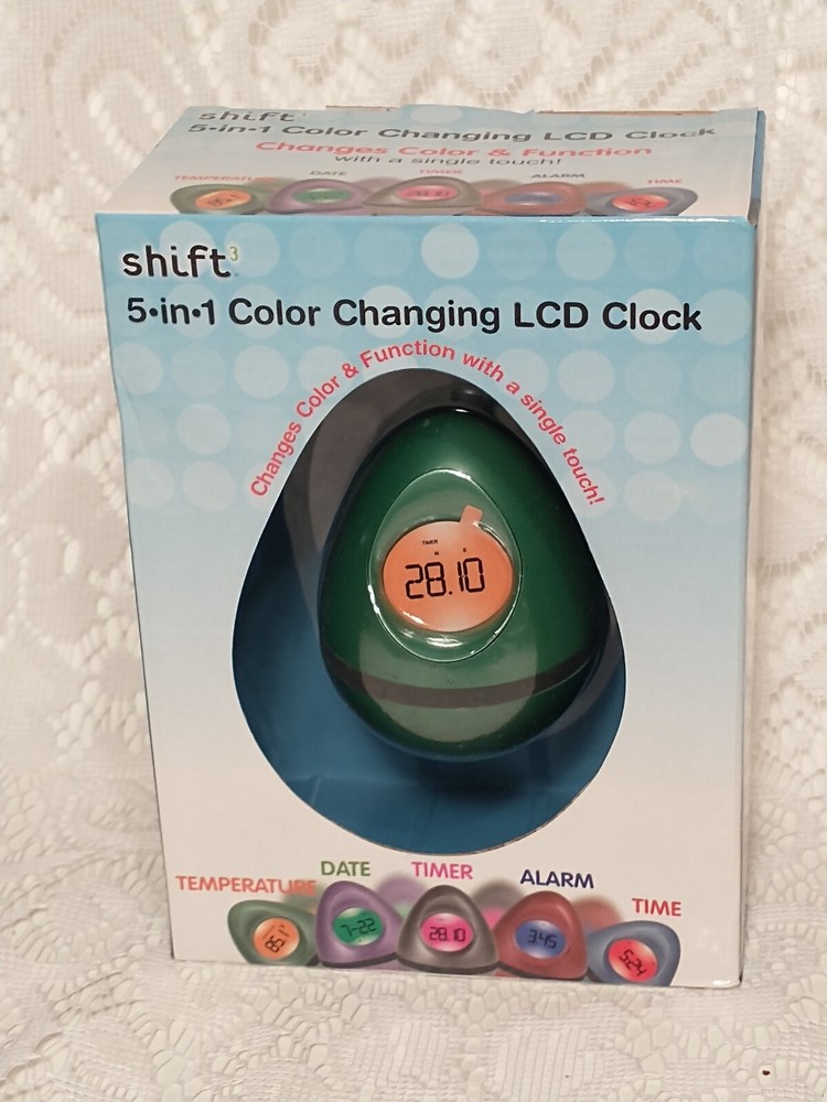Shift 5 in 1 Color Changing LCD Clock Single Touch Home Decor tblva1