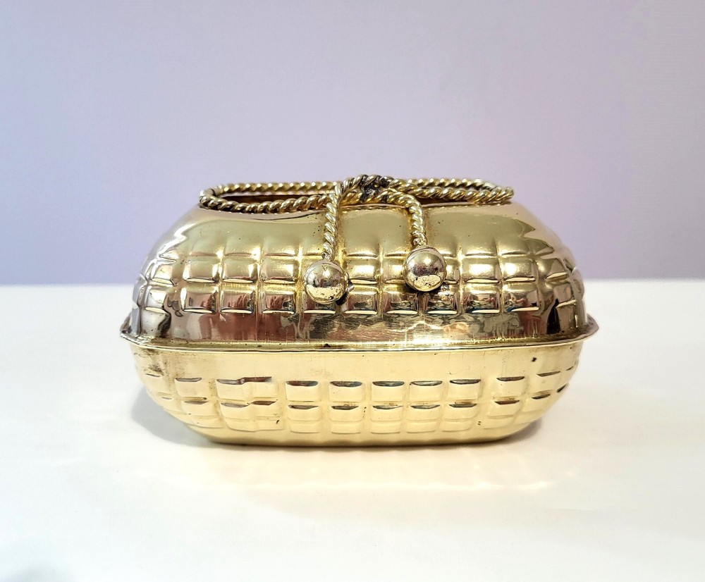 Vintage Small Solid Brass Basket Rope Trim Made in India