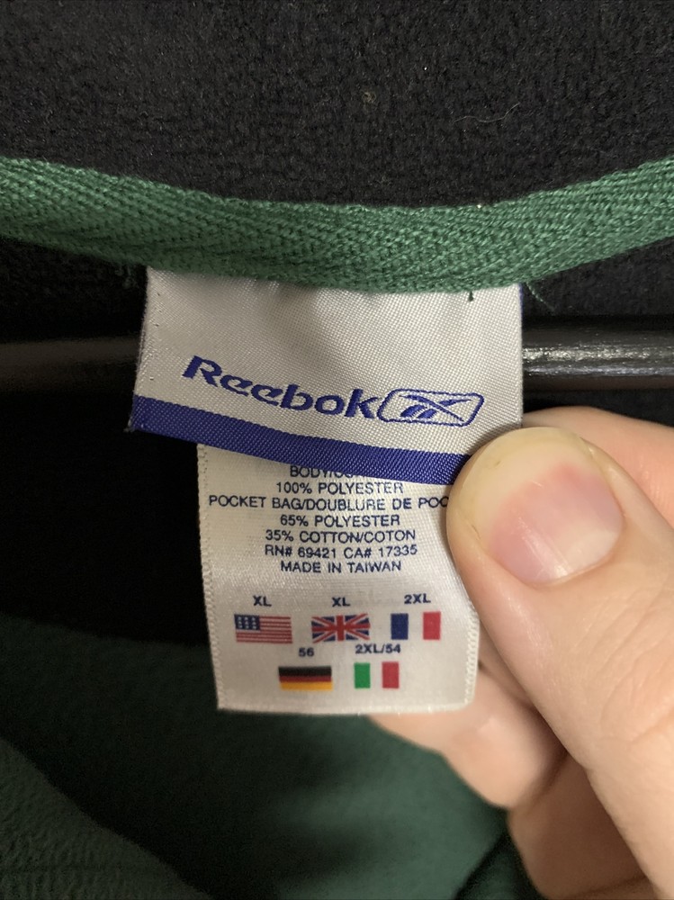 Reebok Men’s Jacket Half Zip Pullover Green Size XL
