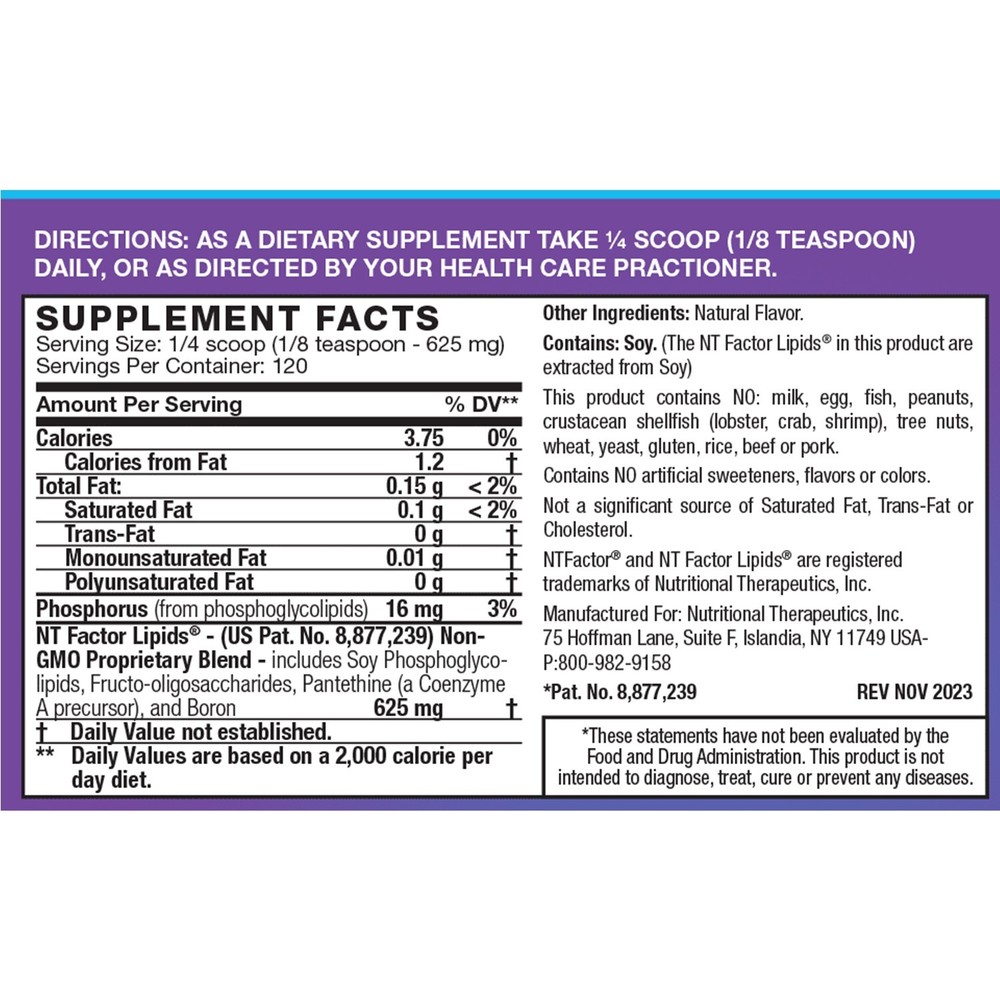 Nutritional Therapeutics NTFactor Lipids Powder,Aging&Cellular,240Serving