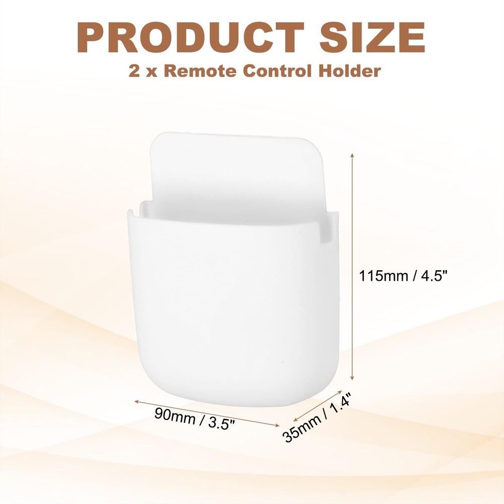 2Pcs Remote Control Holder Wall Mount, Adhesive Slot Holder, White