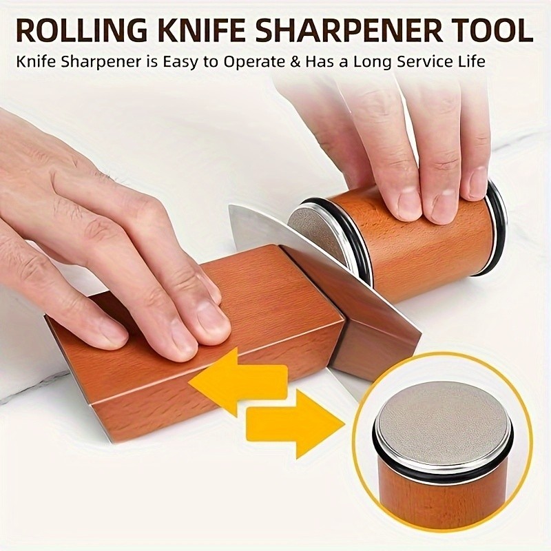 Diamond Rolling Knife Sharpener Straight Edge Roller Sharpening Tool 2-Angle