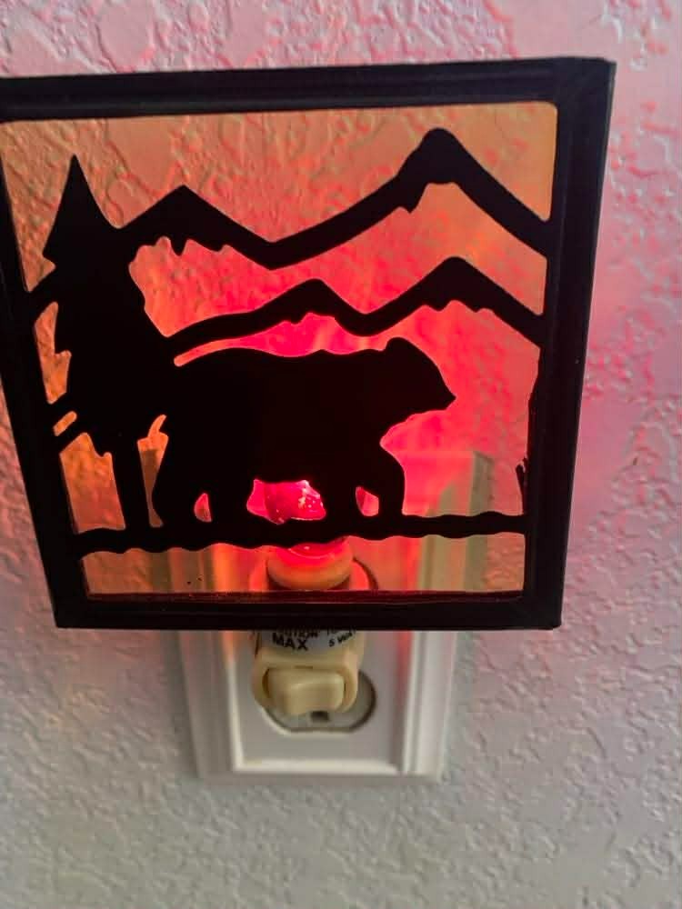 EUC Park Designs Lodge Rustic Bear and Mountain Theme Night Light