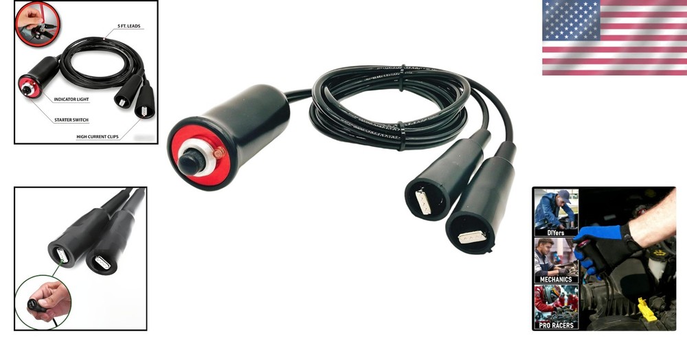 Professional-Grade Remote Starter Switch with Alligator Clips & Safety Indicator