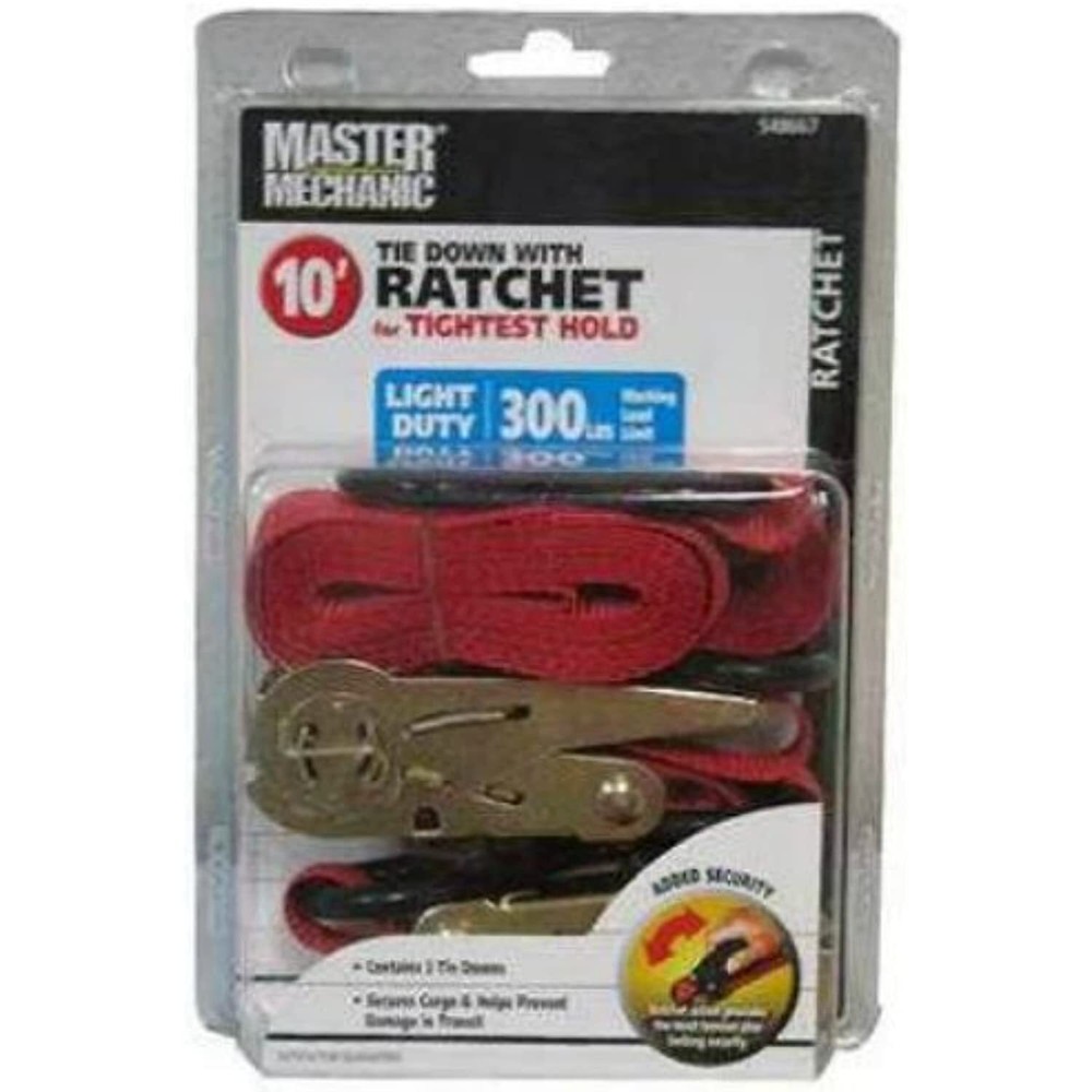 2-Pack 1 x 10-Inch Ratchet Tie-Downs