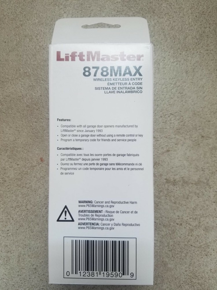 Liftmaster 878MAX/877MAX Universal Keyless Wireless Entry Keypad