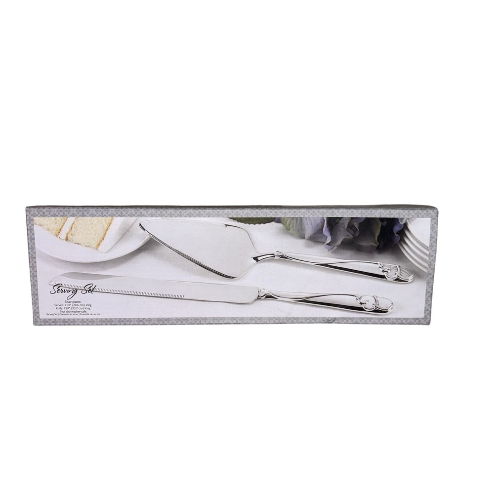 Silver Plated Wedding Cake Serving Set Graceful Heart Hortense Hewitt