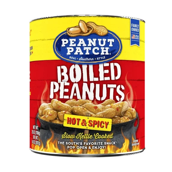Peanut Patch Boiled Peanuts Duo – Hot & Spicy (25 oz) + Original (25 oz) Can