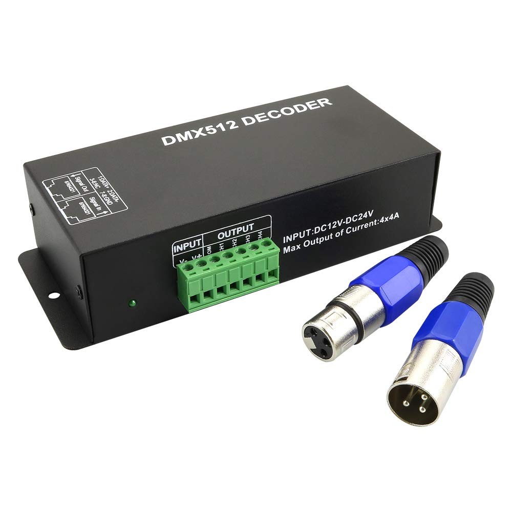 4 Channel DMX512 LED Decoder Controller Digital Display DC5V24V 4X4A RGB