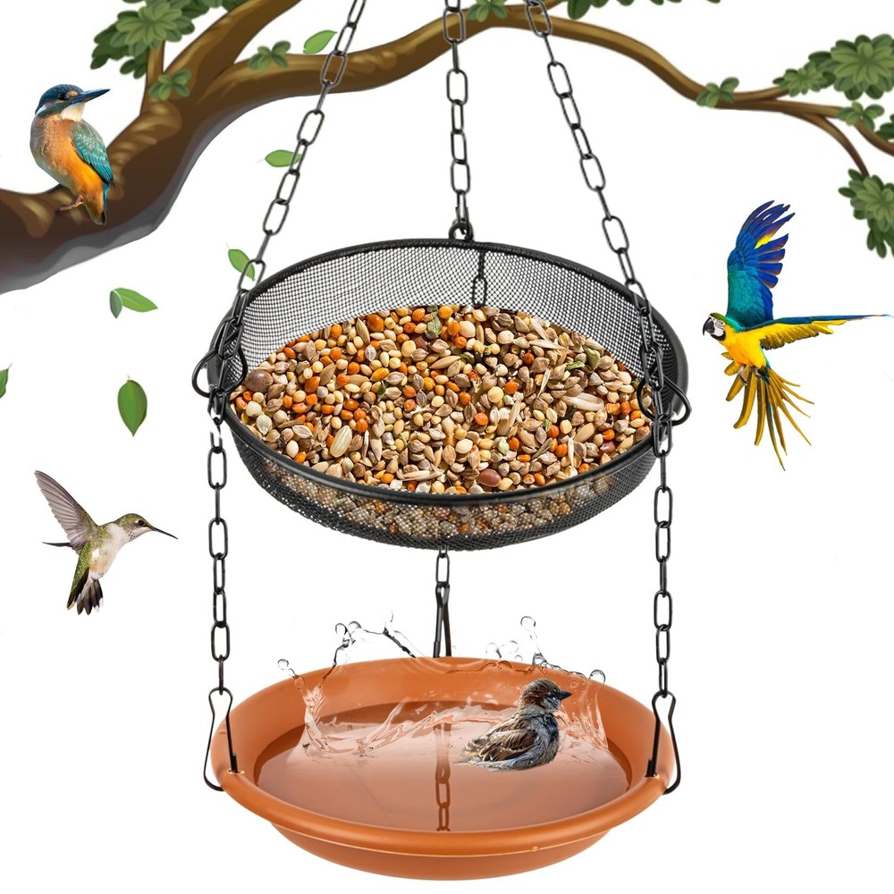 RAINFLOW Hanging Bird Bath for Outdoors - Feeder Outside,...