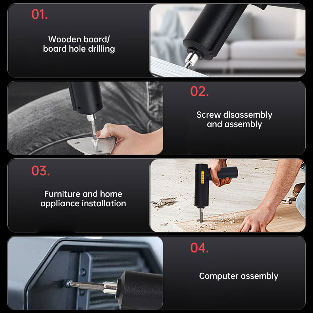 Handheld Cordless Drill Electric Screwdriver Drill Driver Bits Rechargeable Kit