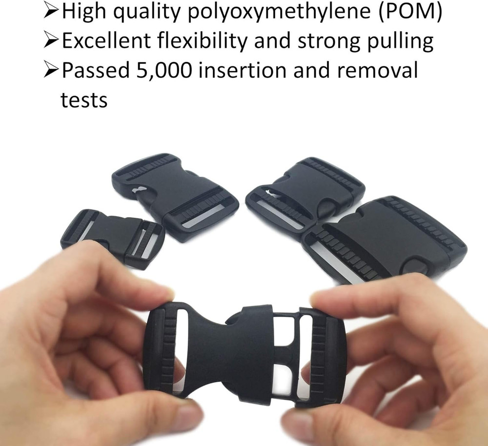 5 Set 1.25" Flat Buckles Dual Adjustable Buckles and Tri-Glide Slides Quick Side