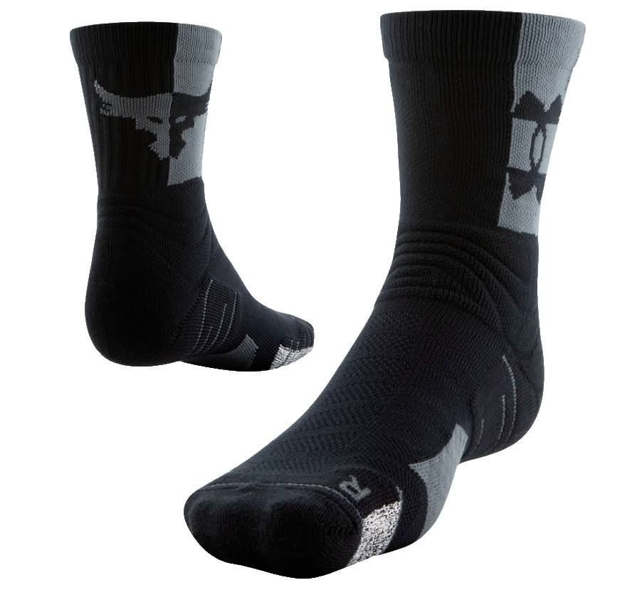Under Armour Project Rock Socks Mens Medium One Pair PR Playmaker Mid Crew Black