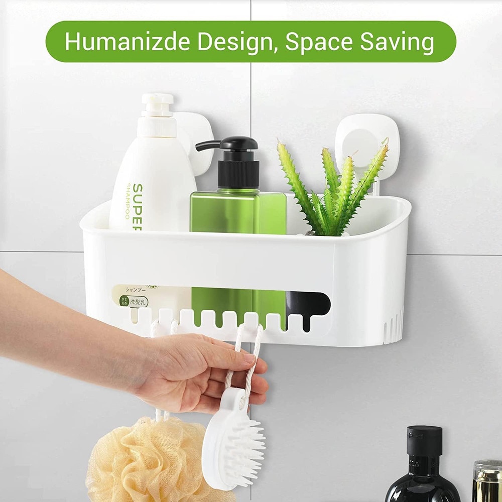 Suction Cup Shower Caddy - No Drilling Removable Shower Caddy - Powerful Suction