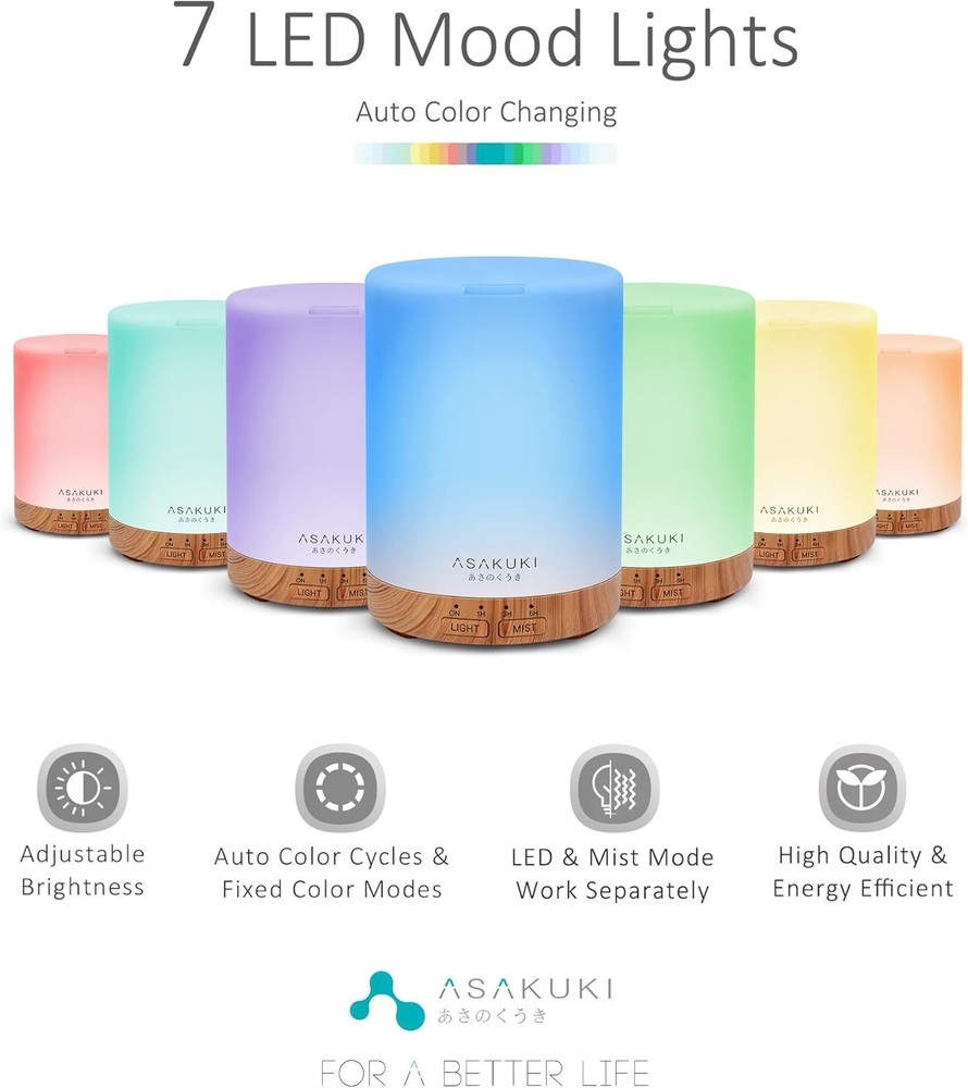 Essential Oil Diffuser for Home, 300 ml Humidifier with Automatic Shut-Off, Q...