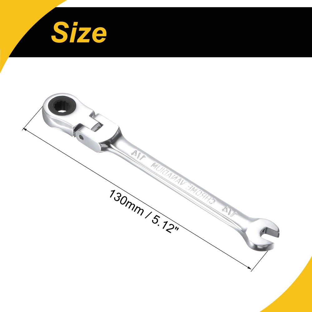 1/4" SAE Flex-Head Ratcheting Combination Wrench 72-Teeth 12-Point Box