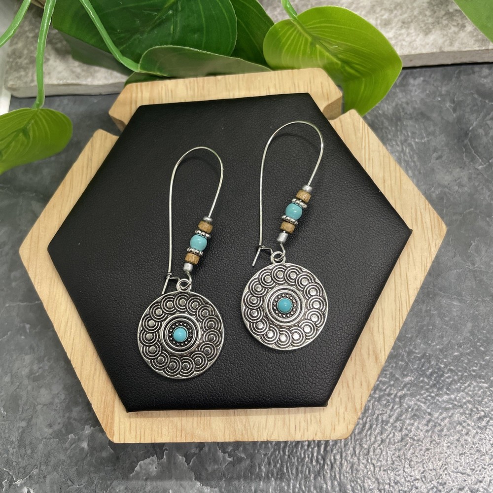 3” Silver-tone Boho Retro Earring Set Drop Dangle New Free Ship B6395
