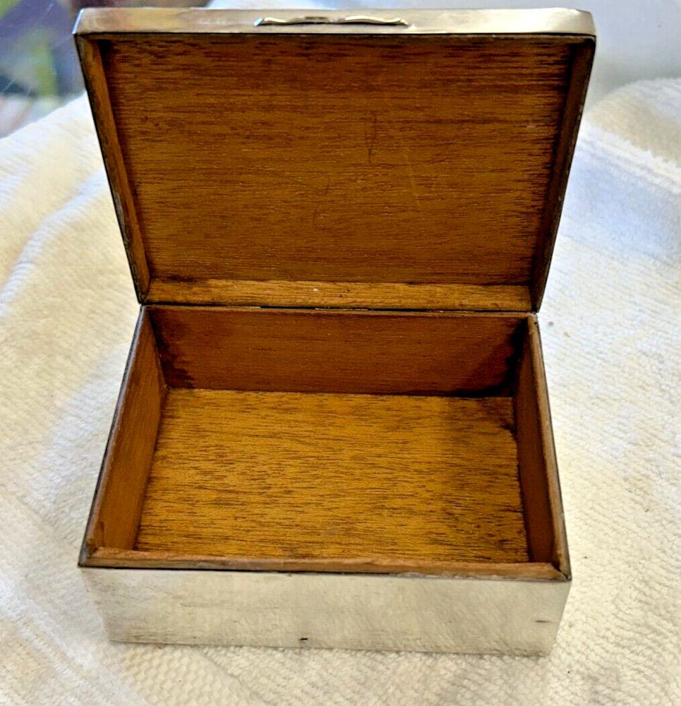 Lined Sterling Silver Jewelry Trinket Casket Box Monogramed "P" maker marked