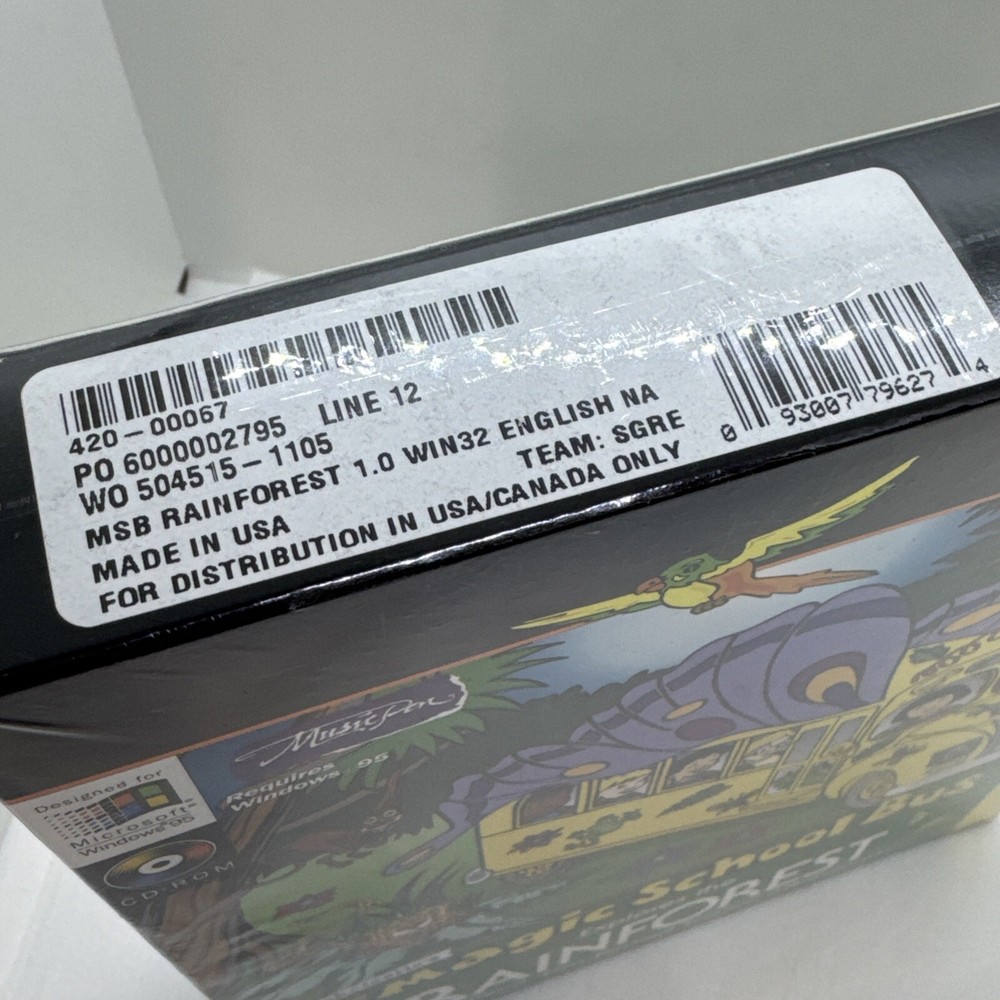 1997 Microsoft MAGIC SCHOOL BUS Explores The Rainforest CDROM Big Box SEALED PC