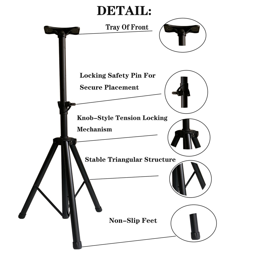 Pair Universal Speaker Stands Adjustable Tripod Pole Mounts One Nylon Carry Bag