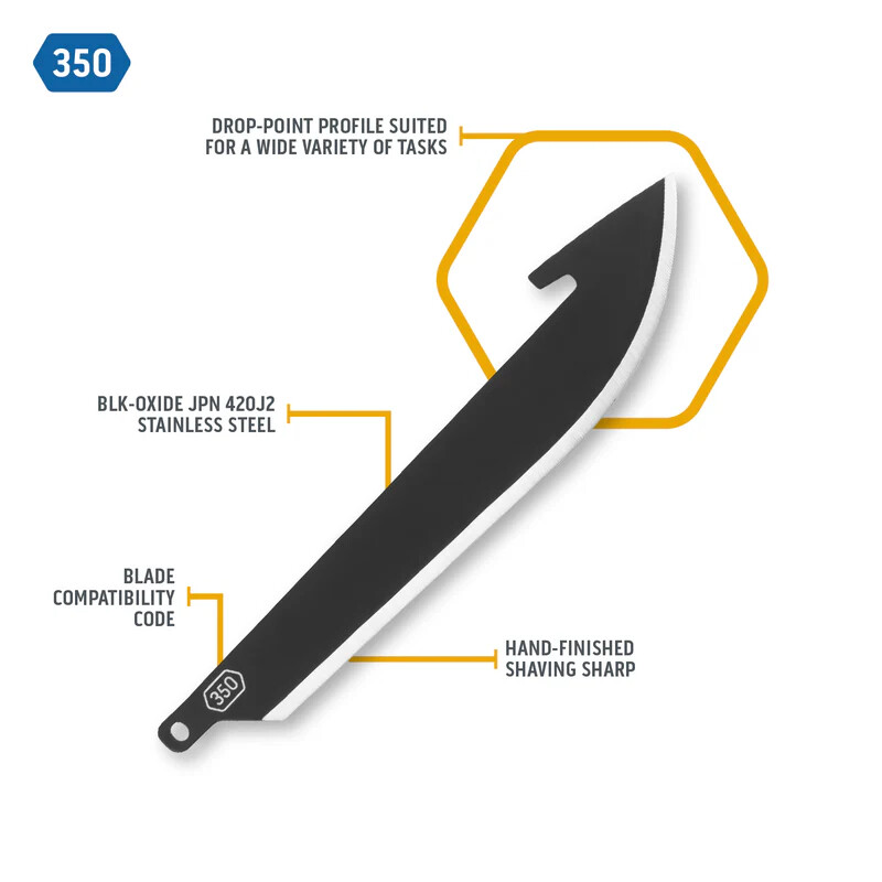 Outdoor Edge 3.5" Drop-Point Blades Plain Edge 350 BLADE CODE 6 Pack RR35K-6C