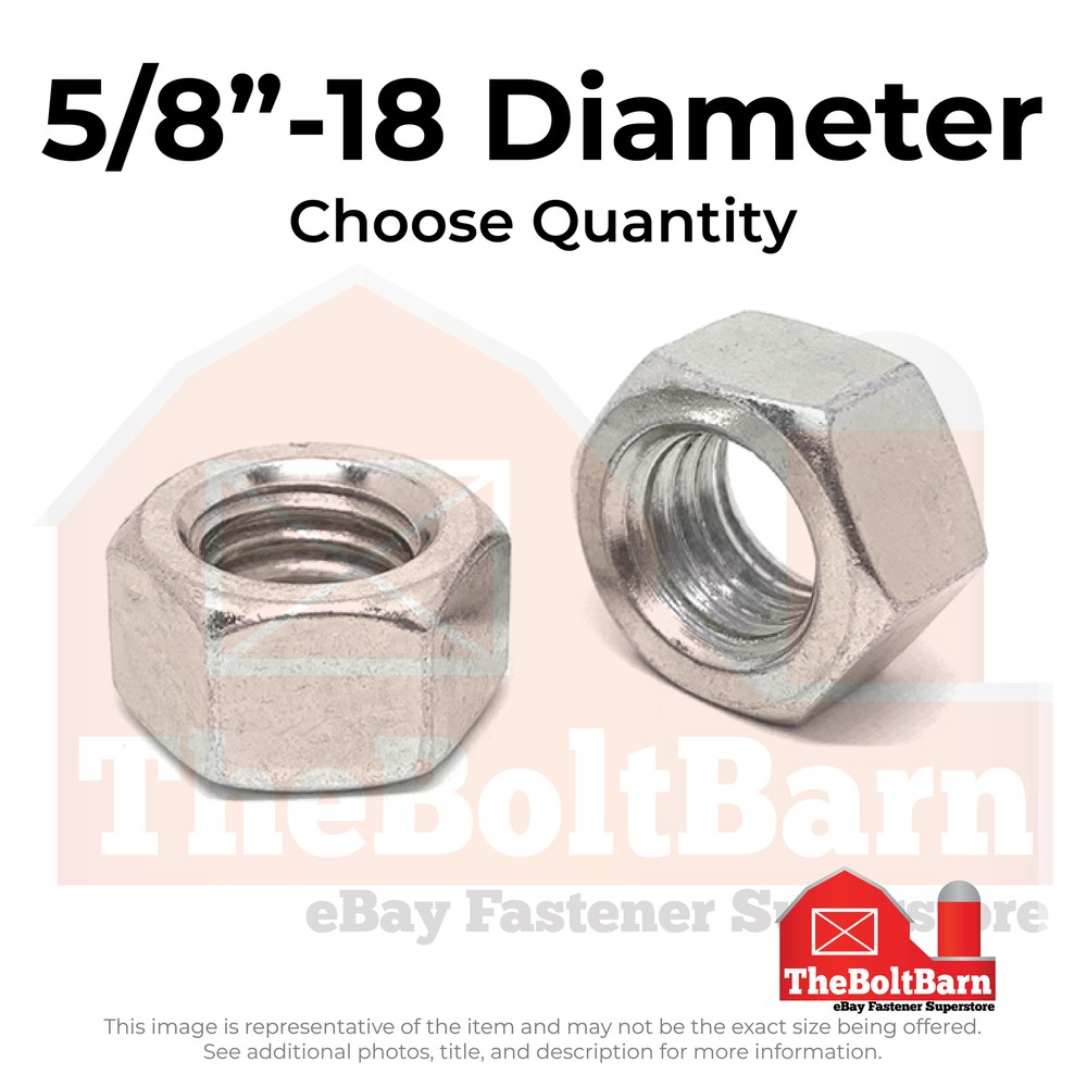 5/8"-18 316 Stainless Steel Finished Hex Nuts (Pick Quantity)
