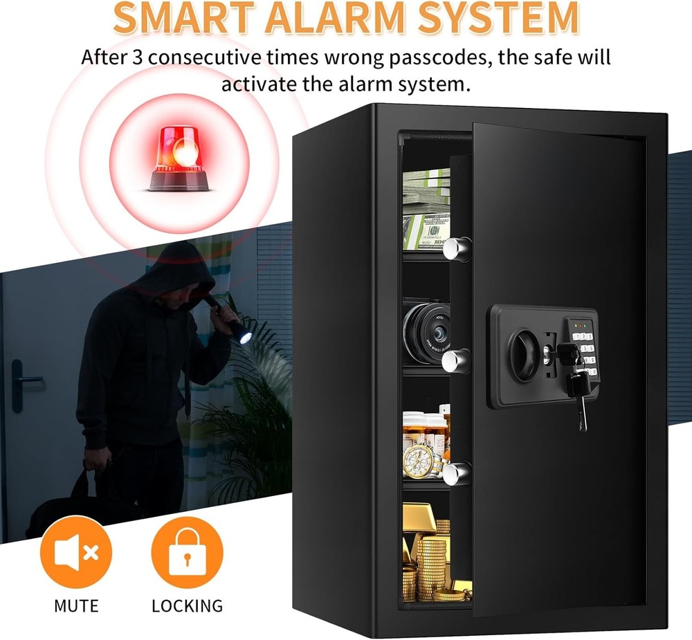 5.2 cubic feet large capacity home safe, fireproof and waterproof