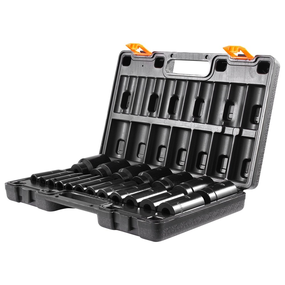 VEVOR Impact Socket Set,1/2" 19 Piece Impact Sockets,Deep Socket,6-Point Sockets