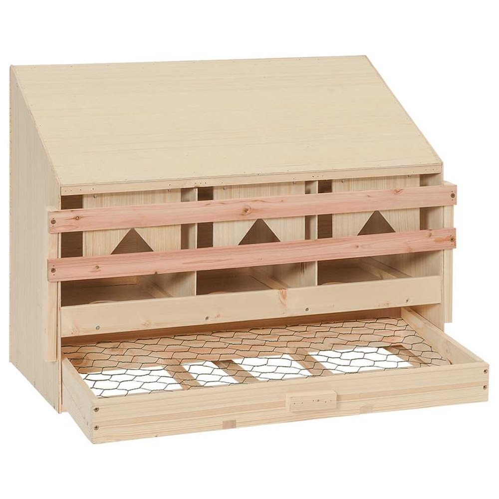 Chicken Nesting Boxes 3 Compartments Hen Laying Nest Solid Wood Pine vidaXL
