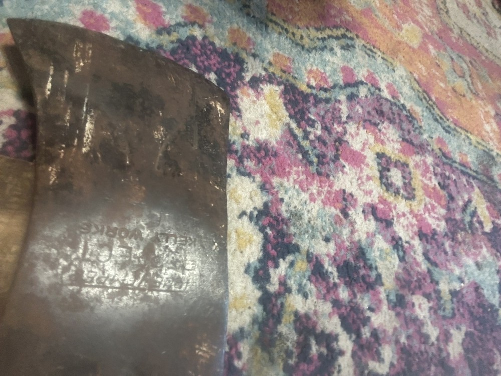 True Temper Perfect Kelly Works Phantom Bevel Double Bit Axe Head with handle