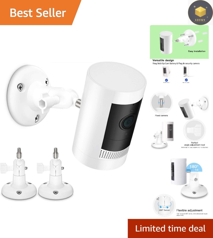 Waterproof Adjustable Mount for Security Cameras - 2-Pack White Brackets