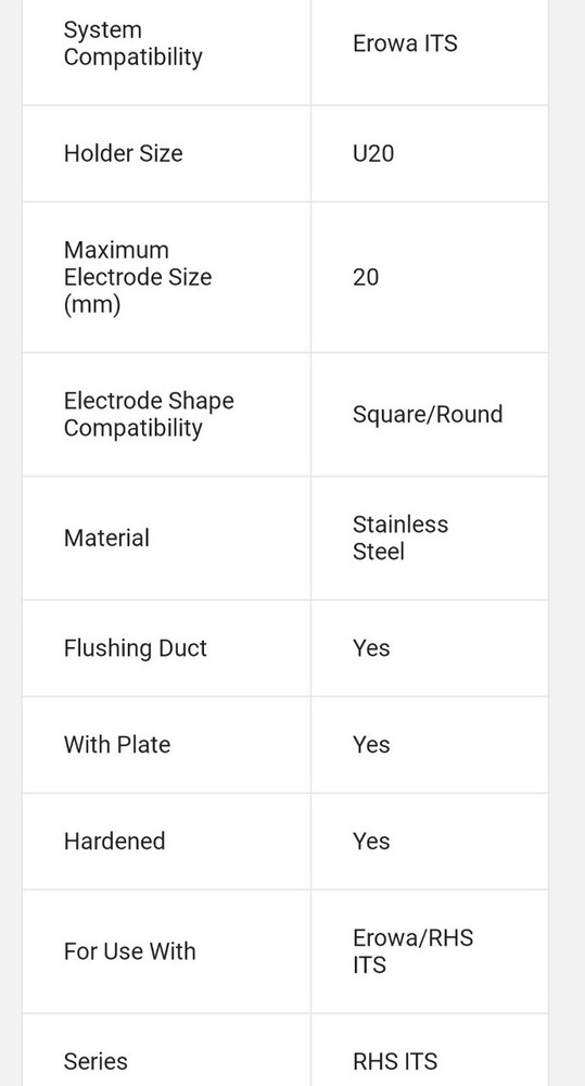 Rapid Holding Systems EDM Stainless Steel Electrode Holders RHS-E43142S