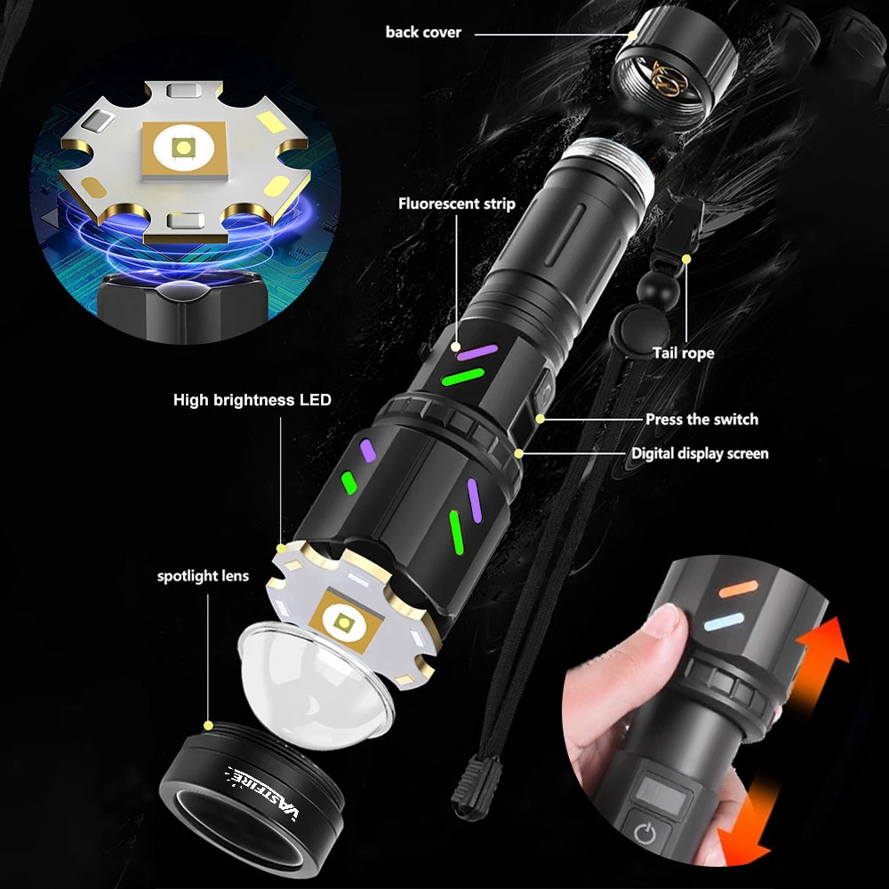 12000LM Camping Light Laser White LED Flashlight Torch USB Rechargeable Zoomable
