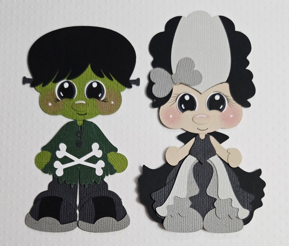 Frankenstein and His Bride. Scrapbook, Card making Paper Piecing.
