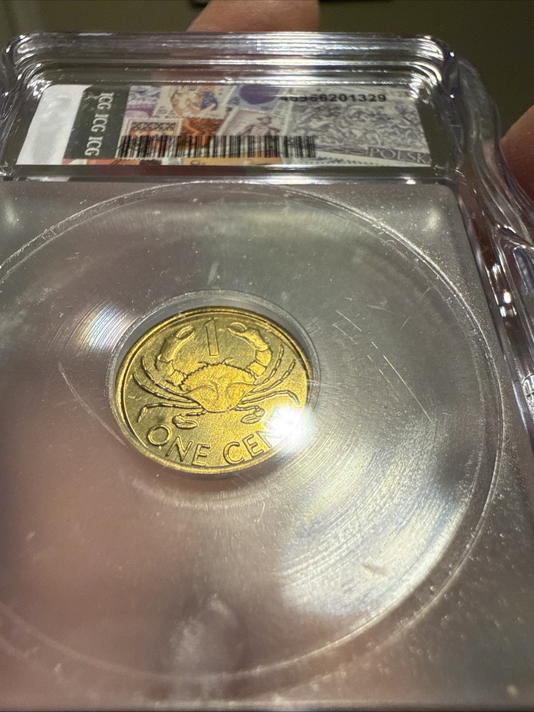 5 Slabbed Seychelles One Cent Crab Coins