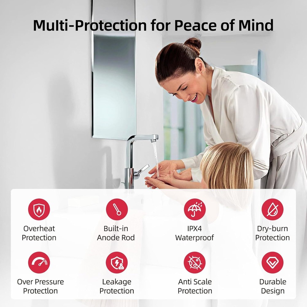 4.0 Gallon Electric Mini Tank Water Heater 1440W Point of Use Hot Water Heater