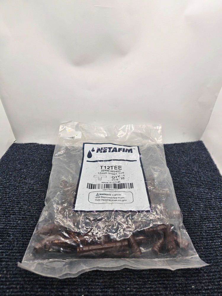 (25 PIECES) Netafim Techline T12TEE 12mm Barbed Insert Tee Drip Line